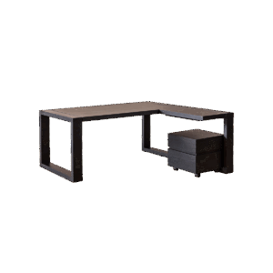 Office desk made of oak veneer with varnish