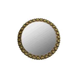 Mirror, bespoke construction with a cast brass frame in a three-dimensional heart shape