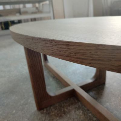 Custom-designed oak wood living room table