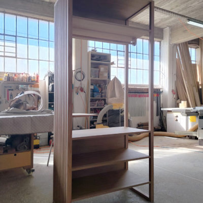 Open wardrobe made of oak wood